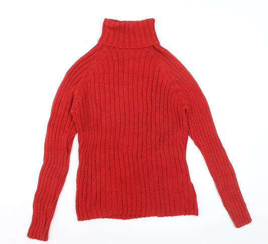 St. John's Bay Women's Red Roll Neck Cotton Knit Jumper Size L