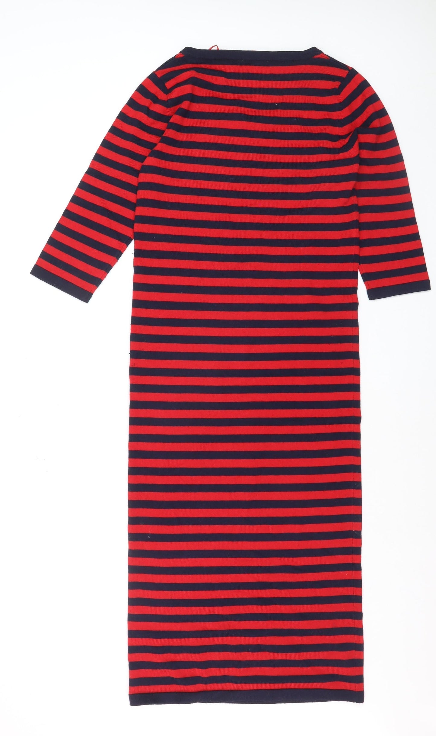 Esprit Women Red Navy Stripe Shift Dress Size S Cotton Stretch