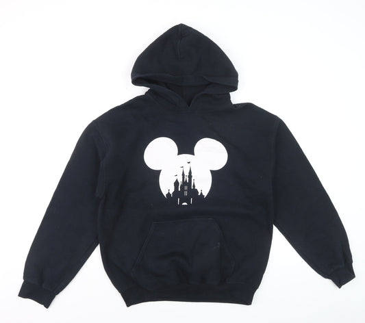 Gildan Women's Black Pullover Hoodie Medium Disney Castle Print