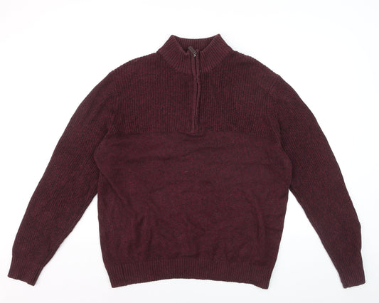 IZOD Men’s Red Knit 1/2 Zip High Neck Jumper Size L