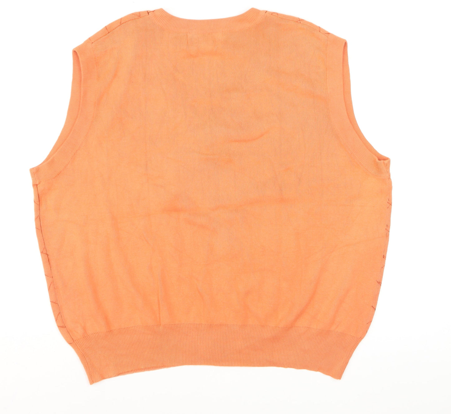 Byron Nelson Men’s Orange Cotton Argyle V-Neck Golf Vest XL