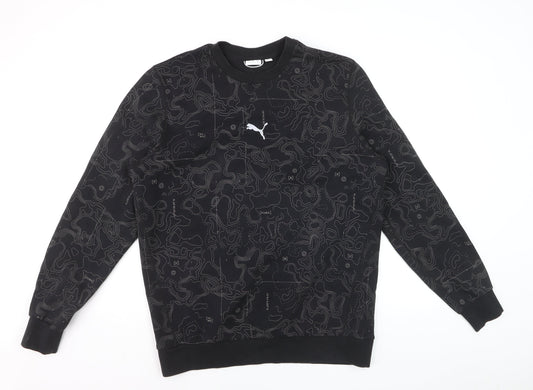 Puma Men's Black Graphic Print Crew Neck Sweatshirt Size L