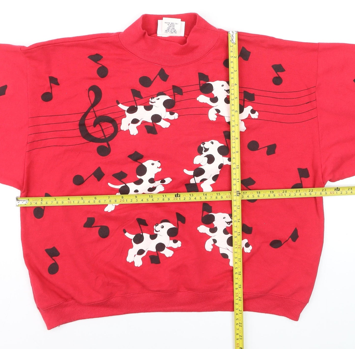 Spumoni Women Red Dalmatian Puppy Music Print Pullover Sweatshirt M