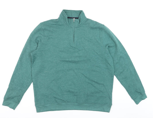 Croft & Barrow Men's Green L 1/4 Zip High Neck Sweatshirt