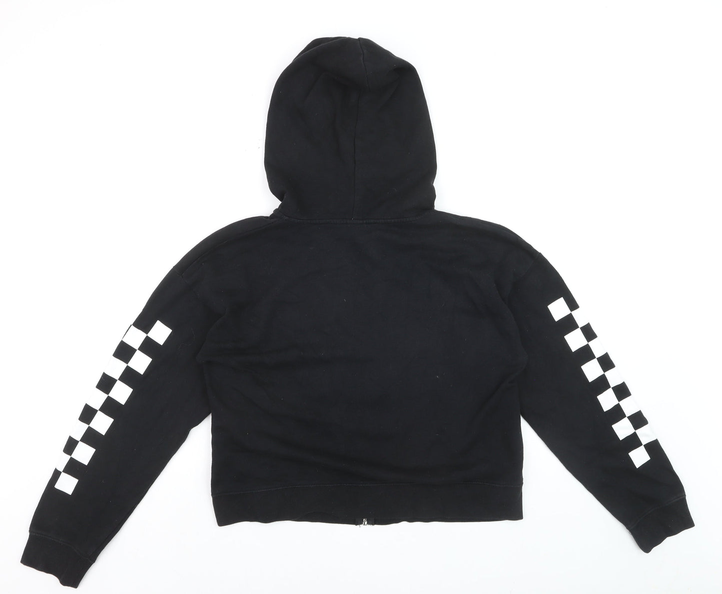 Vans Men's Black Full Zip Hoodie Size L Checkered Hood Skate Style