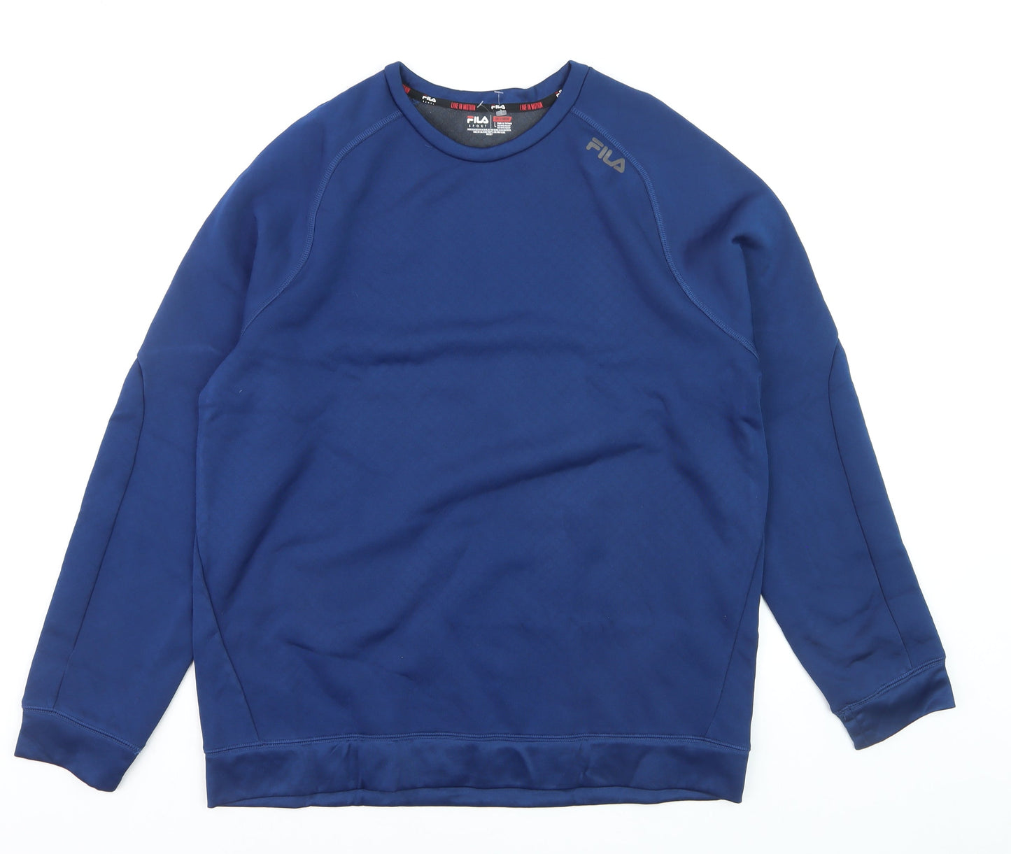 Fila Men Blue Crew Neck Pullover Sweatshirt Size L Sports Style