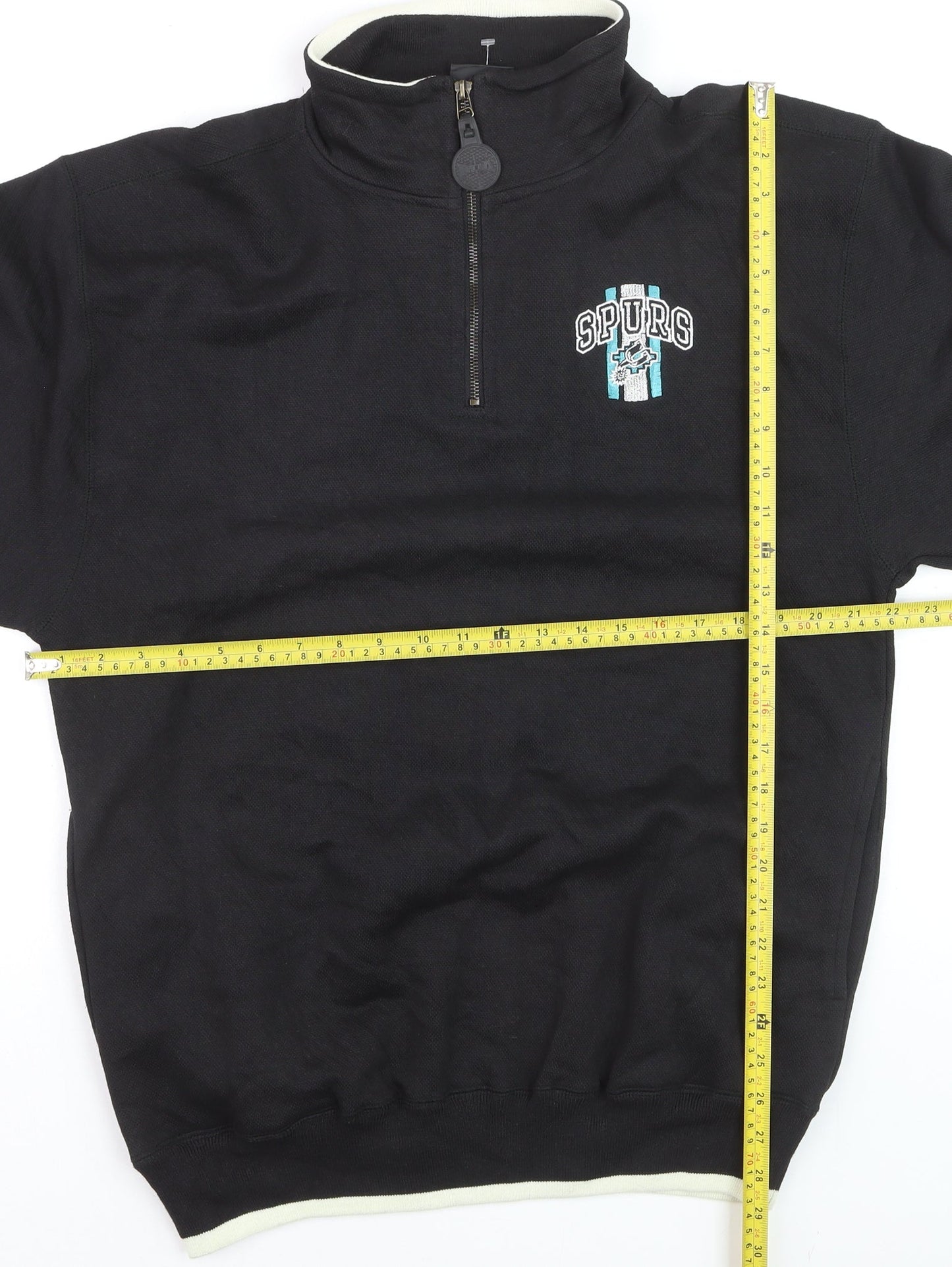 Pro Player Men's Black Spurs 1/4 Zip Sweatshirt M Vintage Sports Style