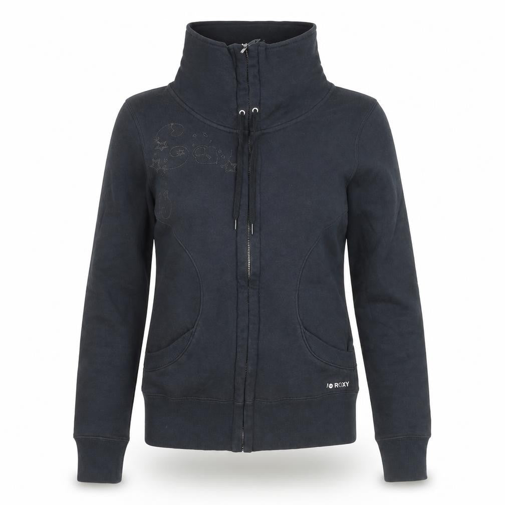 Roxy Womens Black Full Zip Hoodie Sweatshirt Size S Cotton Blend