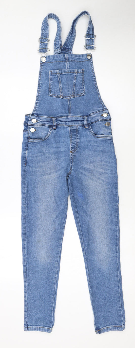 River Island Girls Blue Denim Dungarees 12 Years Adjustable Straps