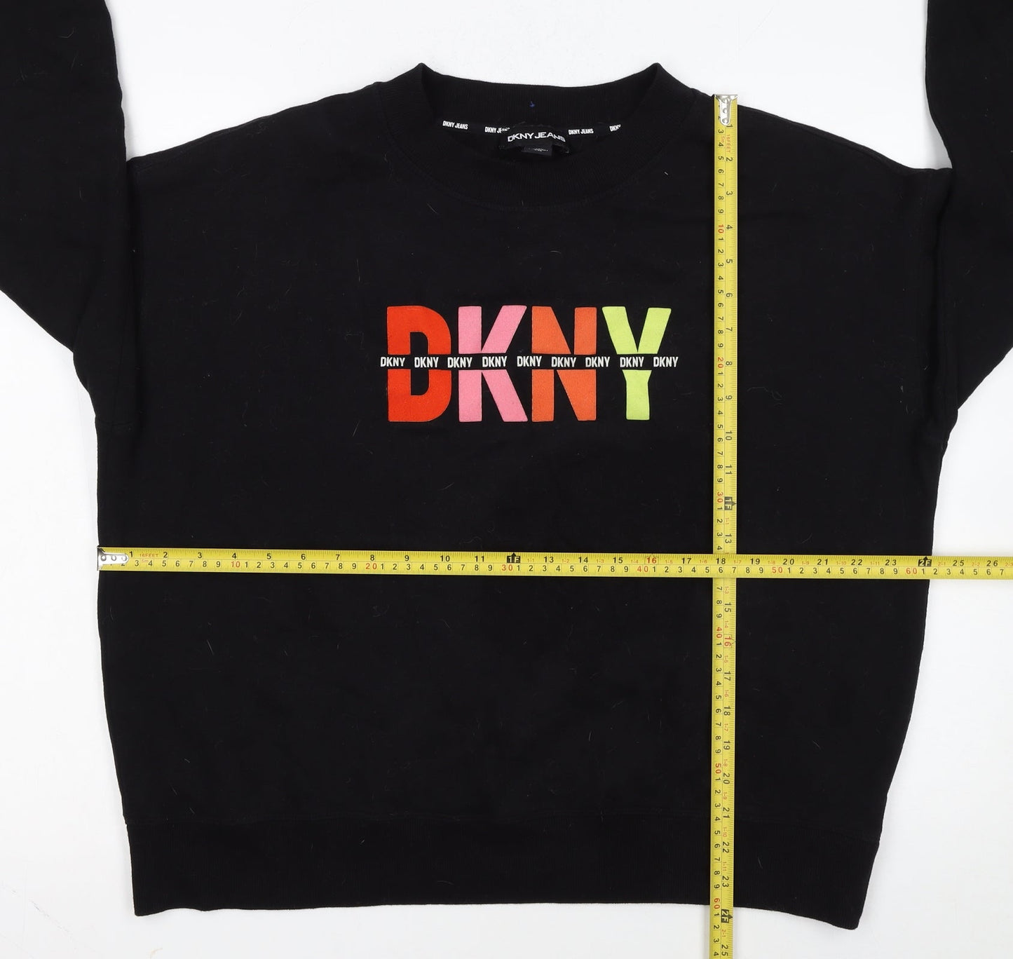 DKNY Jeans Women's Black Logo Pullover Sweatshirt Size L