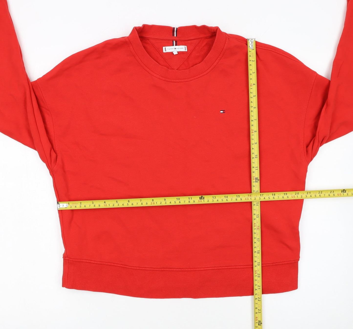 Tommy Hilfiger Womens Red Crew Neck Sweatshirt M Cotton Casual