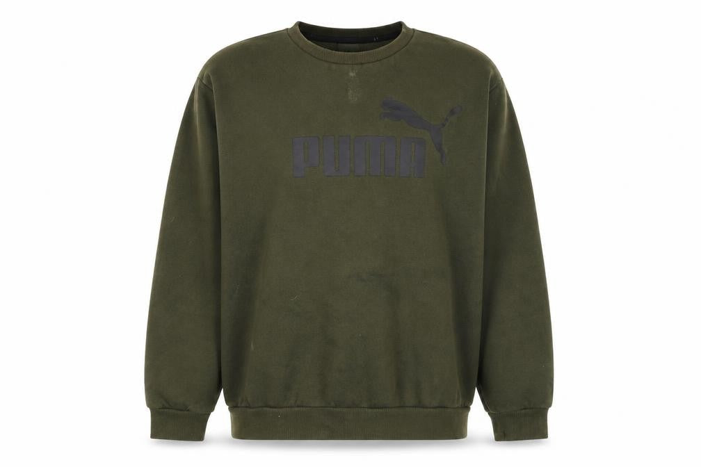 Puma Men's Green Pullover Sweatshirt L Logo Crew Neck Sports Fleece