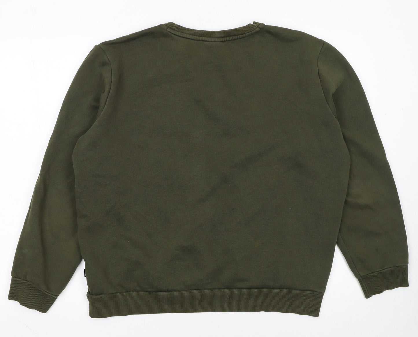 Puma Men's Green Pullover Sweatshirt L Logo Crew Neck Sports Fleece