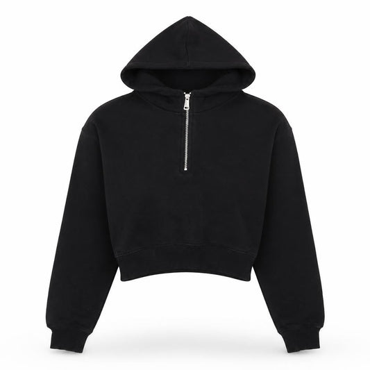 Alcott Womens Black XS 1/2 Zip Hoodie Sweatshirt