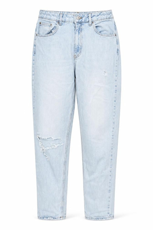 Topshop Women’s Blue Light Wash Distressed Mom Jeans Size 14