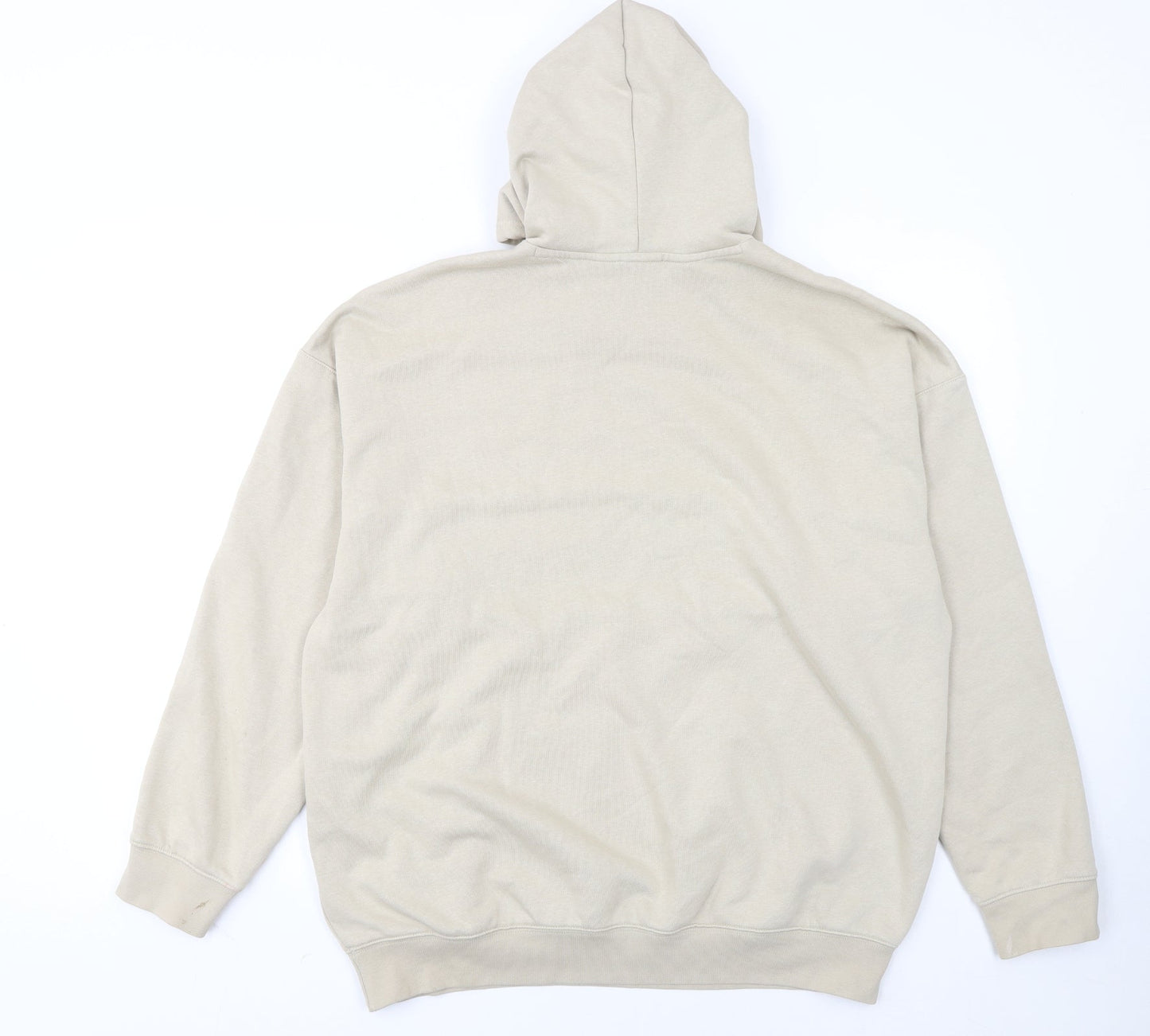 Adidas Women Beige Hooded Pullover Sweatshirt L 16-18 Logo Design
