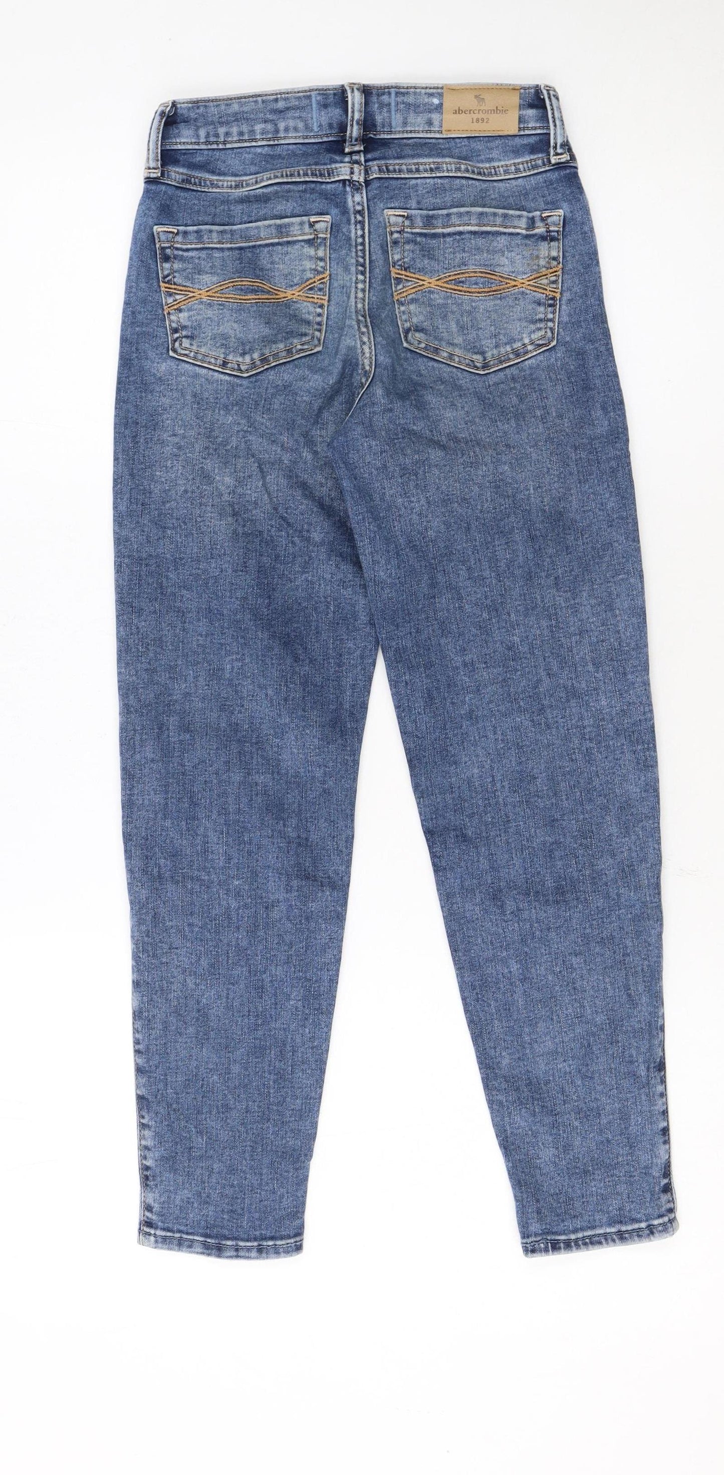 Abercrombie Kids Girls Blue High-Rise Slim Ripped Ankle Jeans 9-10 Years
