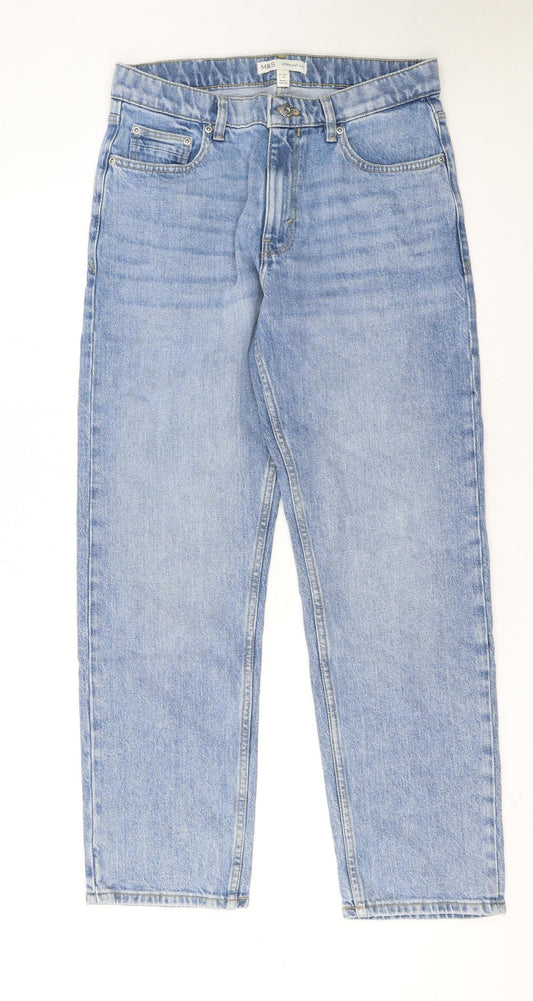 Marks and Spencer Men's Blue Straight Fit Jeans W30 L29