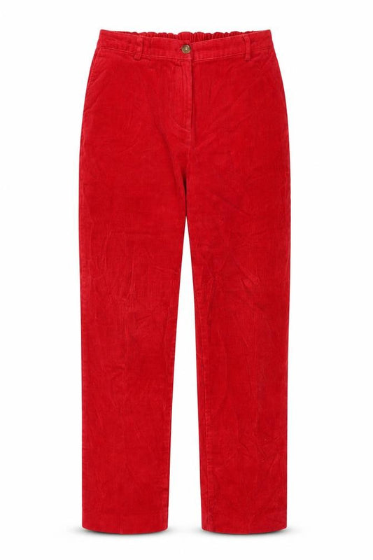 Lands' End Women's Red Corduroy Petite Size 10P Straight Leg Trousers