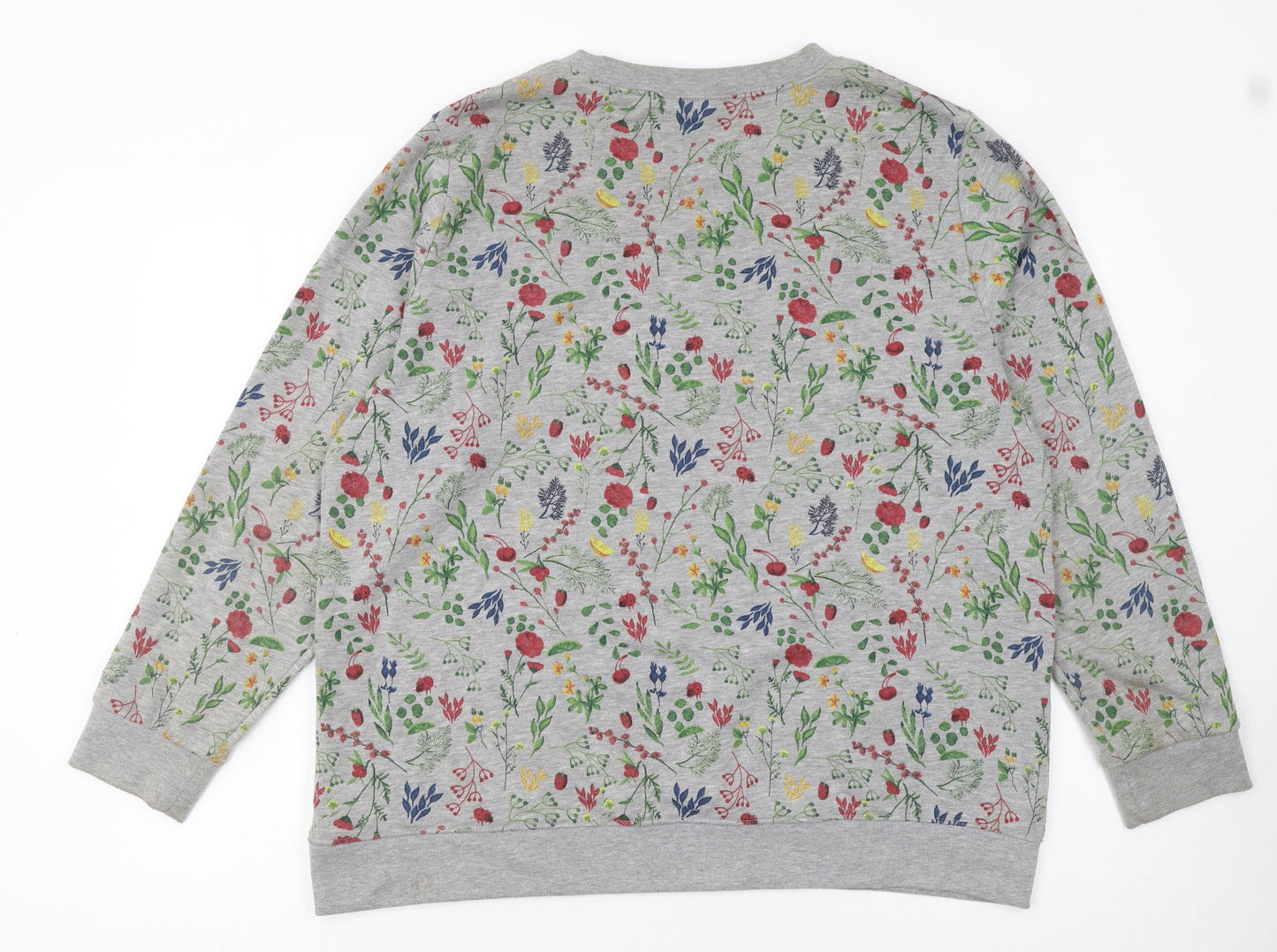 Cotton Traders Womens Grey Floral Pullover Sweatshirt Size 20
