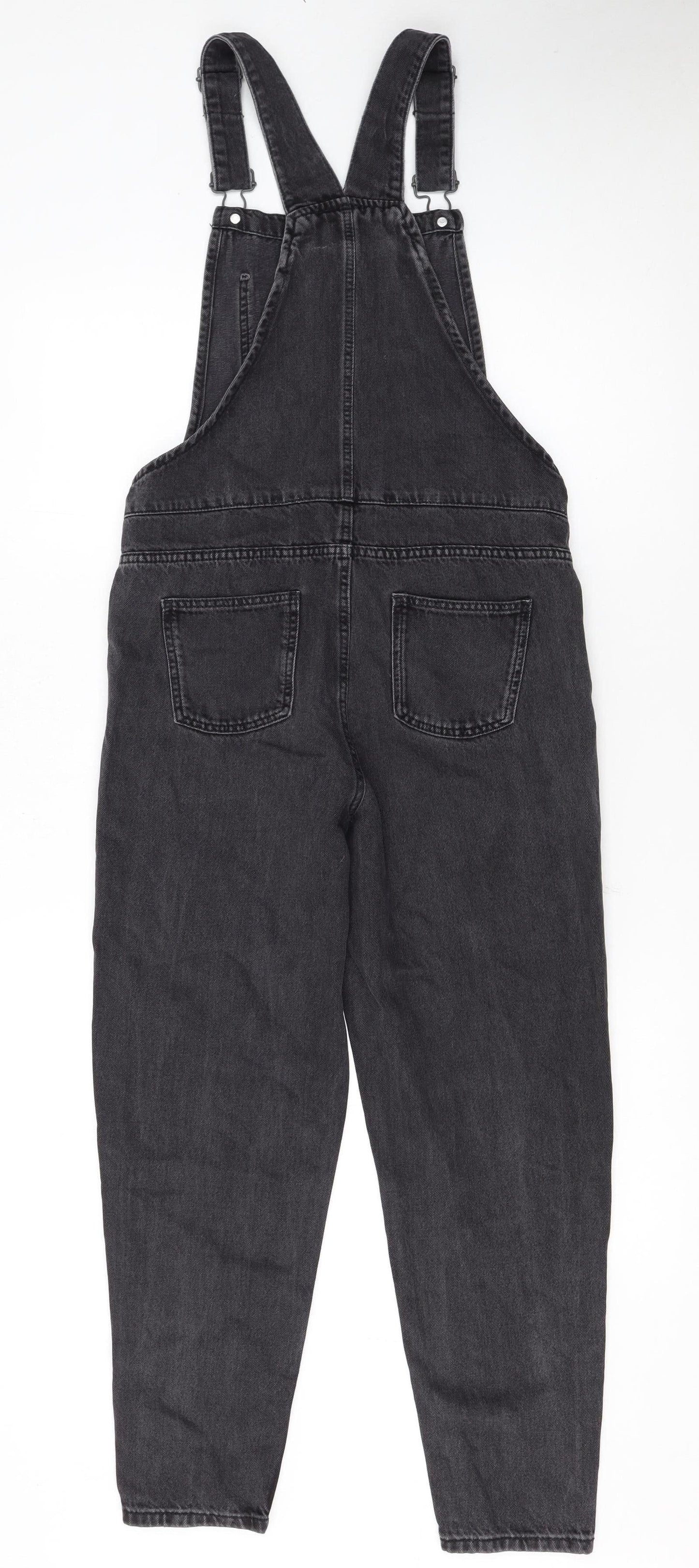 Next Girls Black Denim Dungarees 11 Years Adjustable Straps Pockets