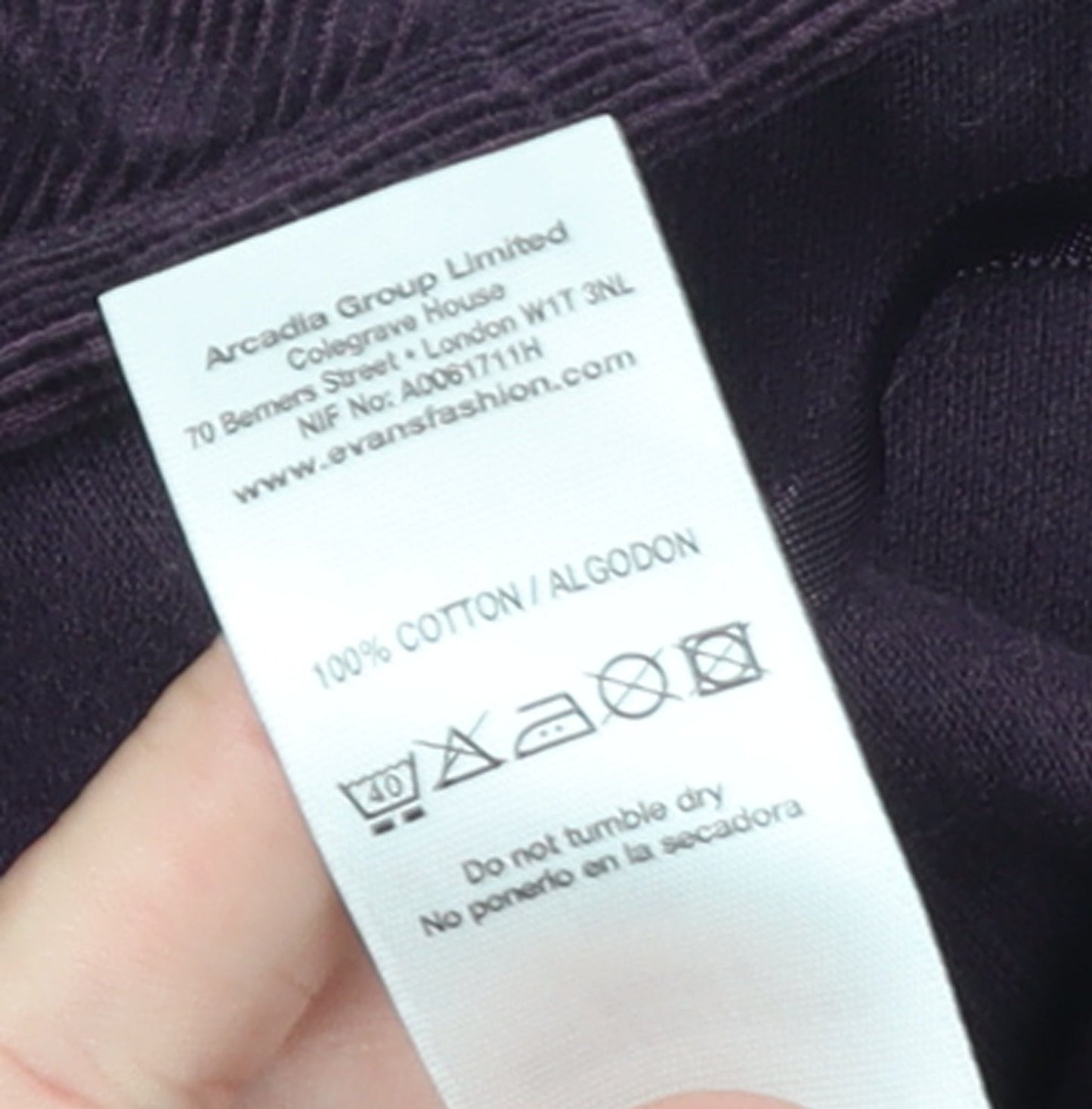Evans Women’s Purple Cotton A-Line Embroidered Skirt Size 26