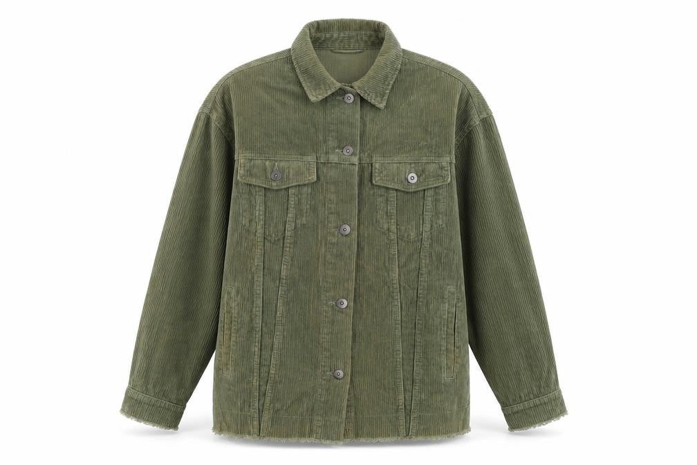 Zara Women Green Corduroy Button Jacket XS Classic Style