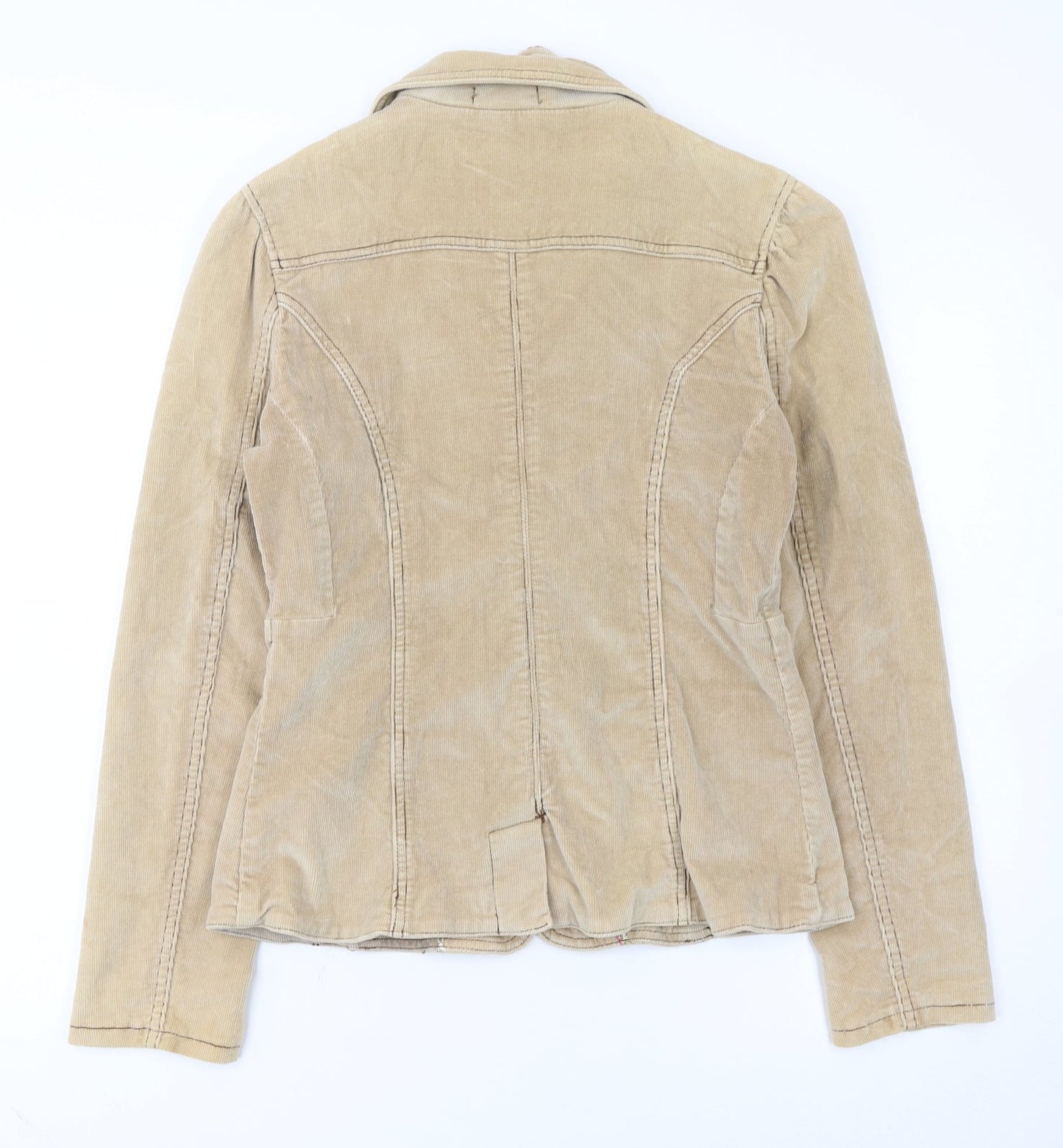 DNM Women’s Beige Corduroy Blazer Size 12 Regular Fit Single-Breasted Jacket