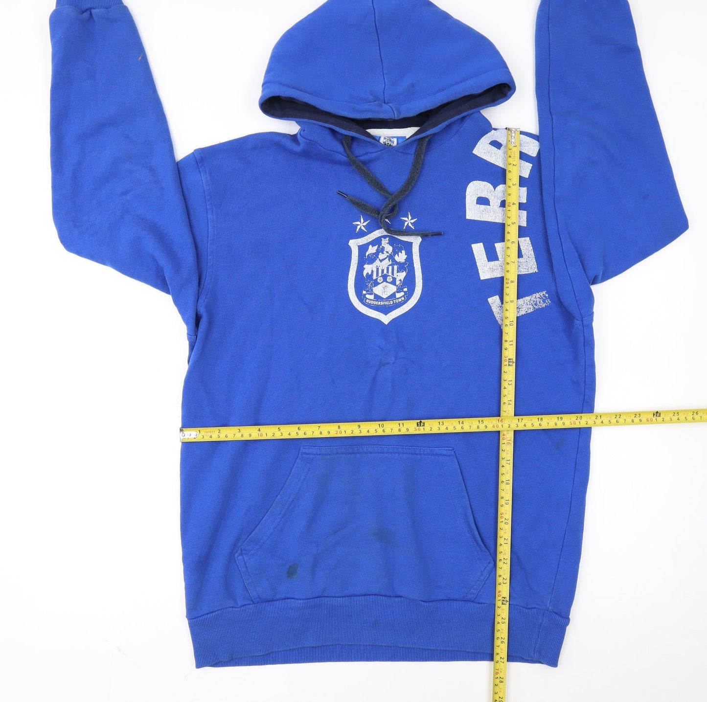 HTAFC Men's Blue Pullover Hoodie Medium Football Logo Sweatshirt