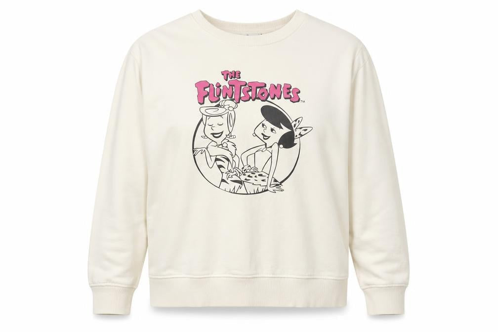 The Flintstones Womens Ivory Sweatshirt XL Long Sleeve Crew Neck