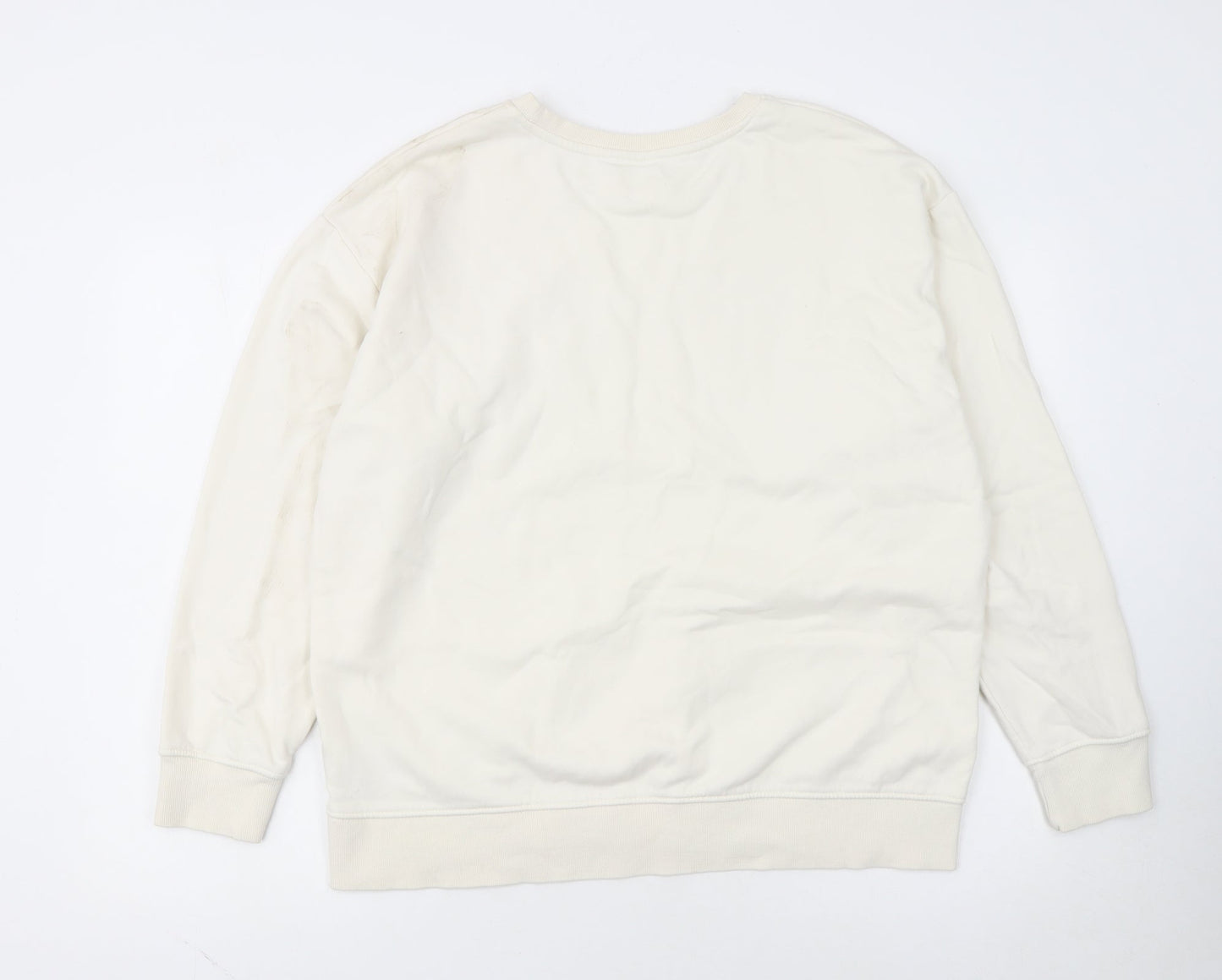The Flintstones Womens Ivory Sweatshirt XL Long Sleeve Crew Neck