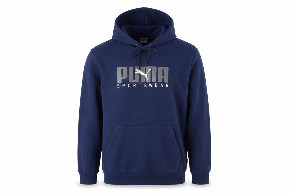 Puma Men's Blue Pullover Hoodie L Sportswear Logo Fleece