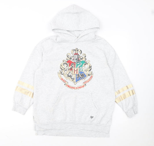 H&M Girls Grey Harry Potter Hoodie 9-10 Years Pullover Hogwarts Crest