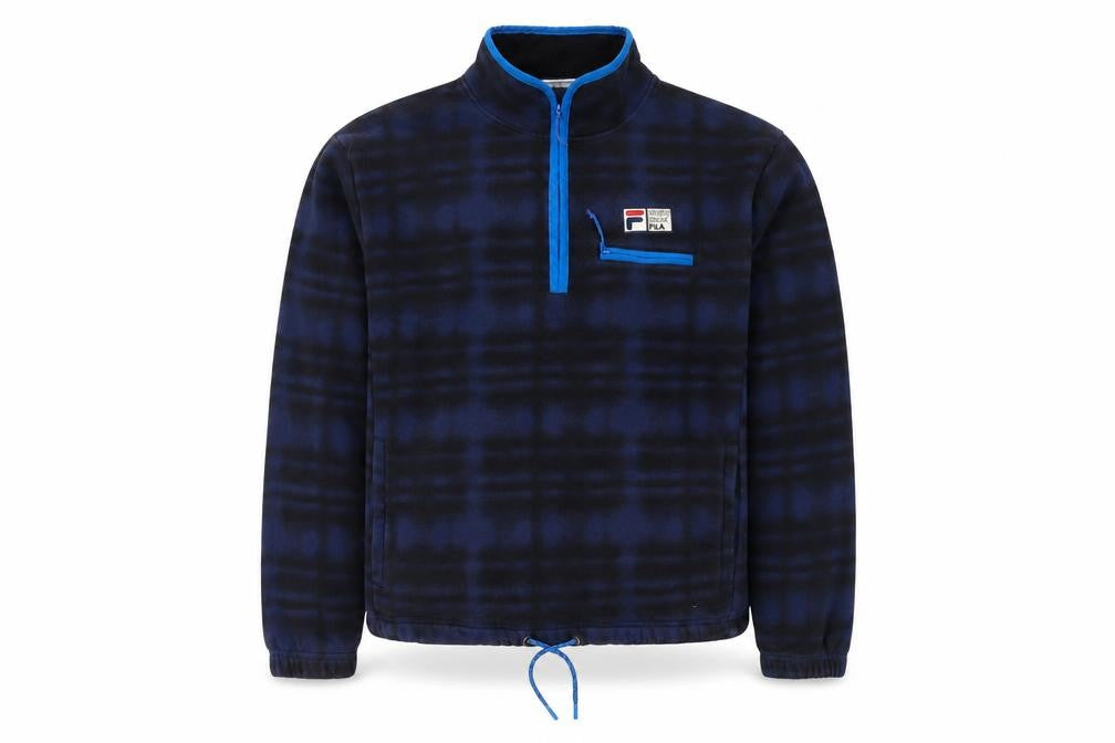 Fila Mens Blue L Pullover Fleece Sweatshirt 1/4 Zip Sportswear