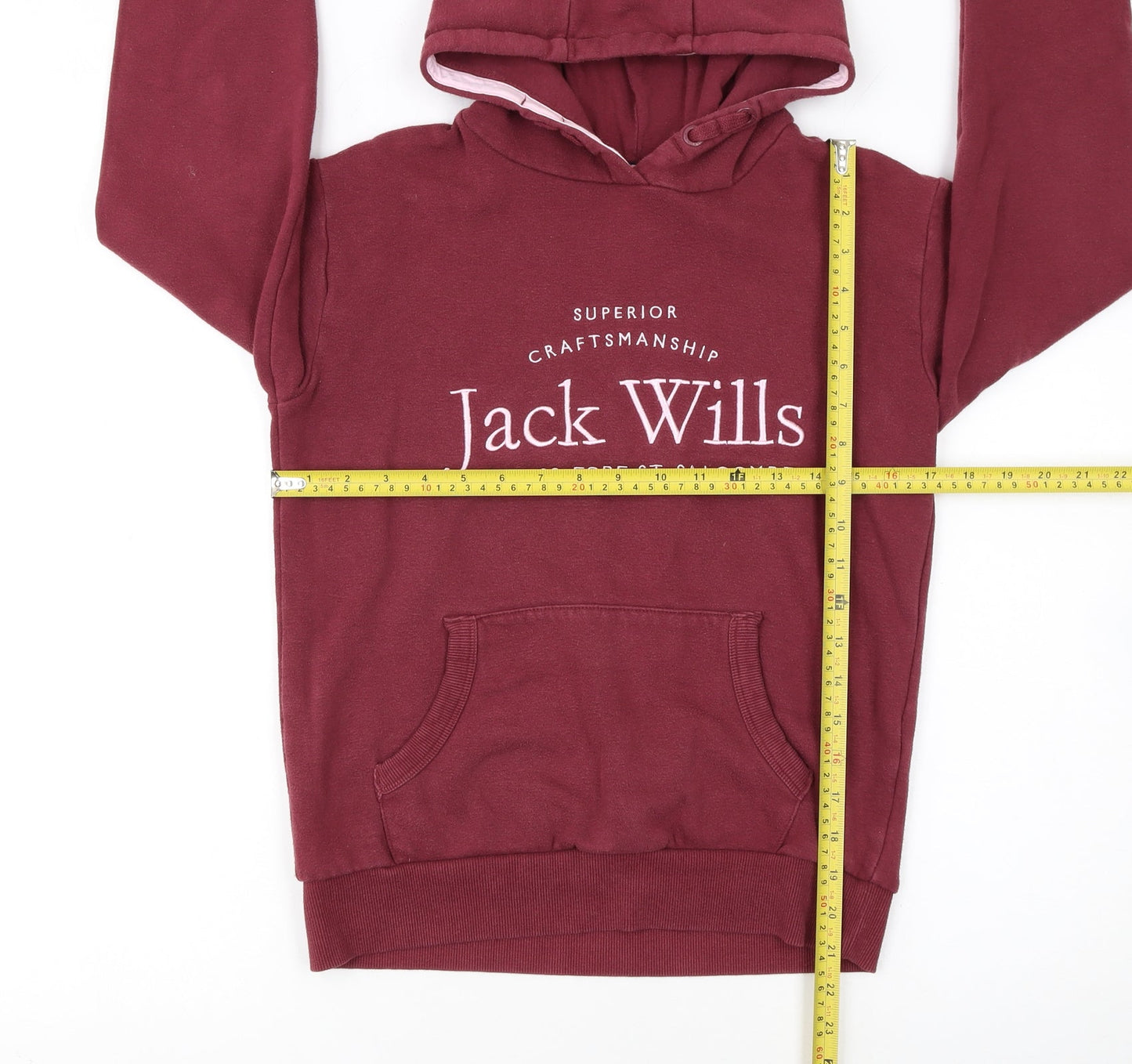 Jack Wills Girls Red Pullover Hoodie Fleece Logo Sweatshirt 12-13 Years