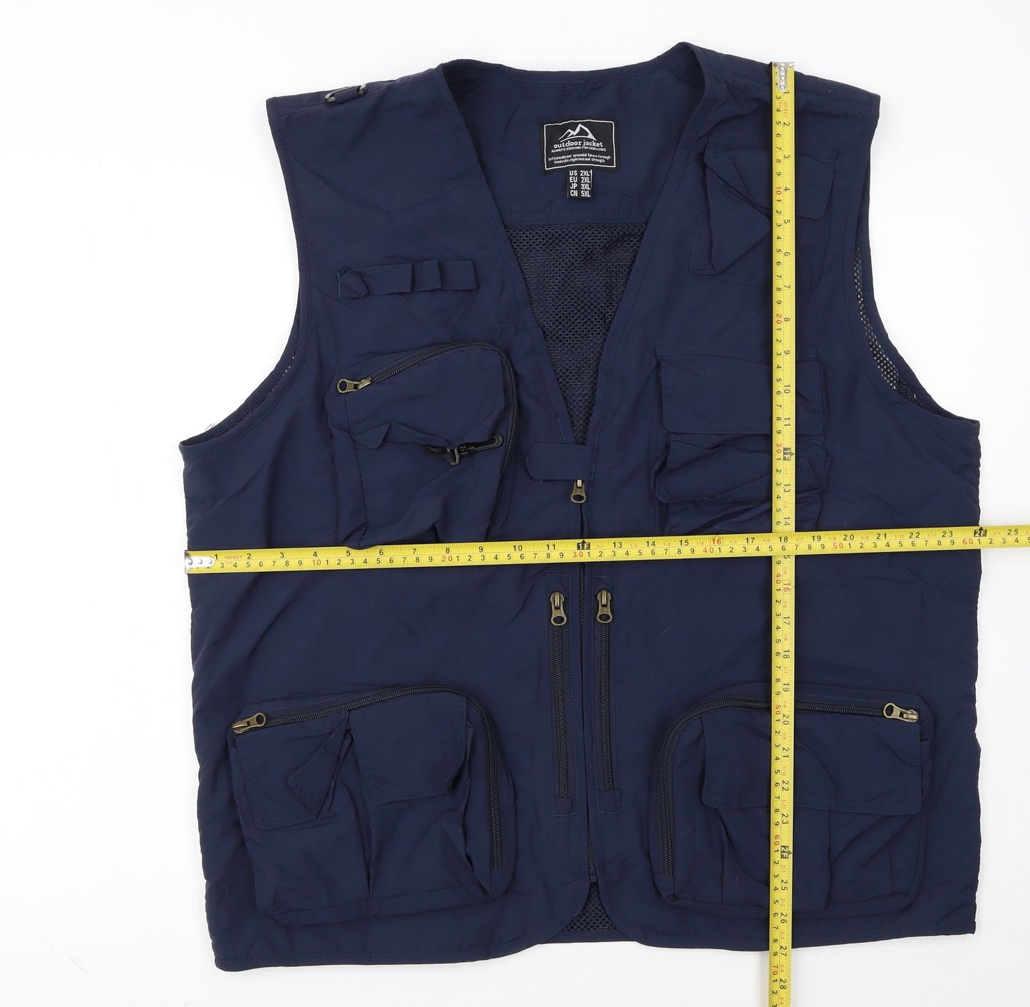 Outdoor Jacket Men's Blue 2XL Multi Pocket Lightweight Hiking Waistcoat
