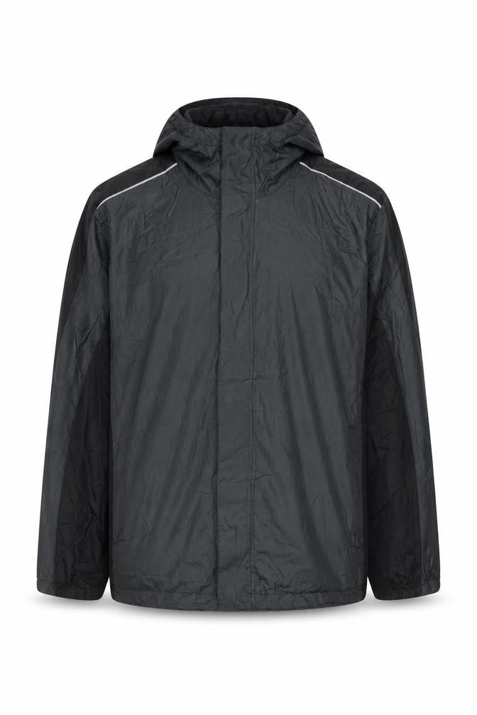 Crivit Men's Black XL Waterproof Hooded Outdoor Rain Jacket