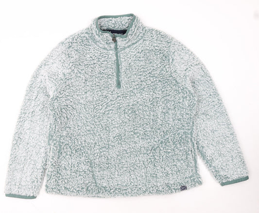 Weird Fish Womens Green 1/4 Zip Fleece Sweatshirt Size 18