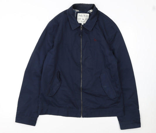 Jack Wills Men's Blue Cotton Bomber Jacket M Classic Zip Casual