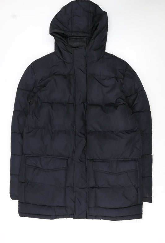 French Connection Men's Black XL Puffer Hooded Winter Jacket