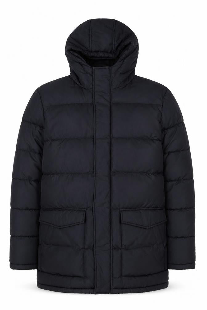 French Connection Men's Black XL Puffer Hooded Winter Jacket