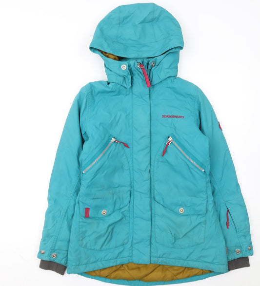 Didriksons Girls Blue Waterproof Hooded Parka Coat 11-12 Years