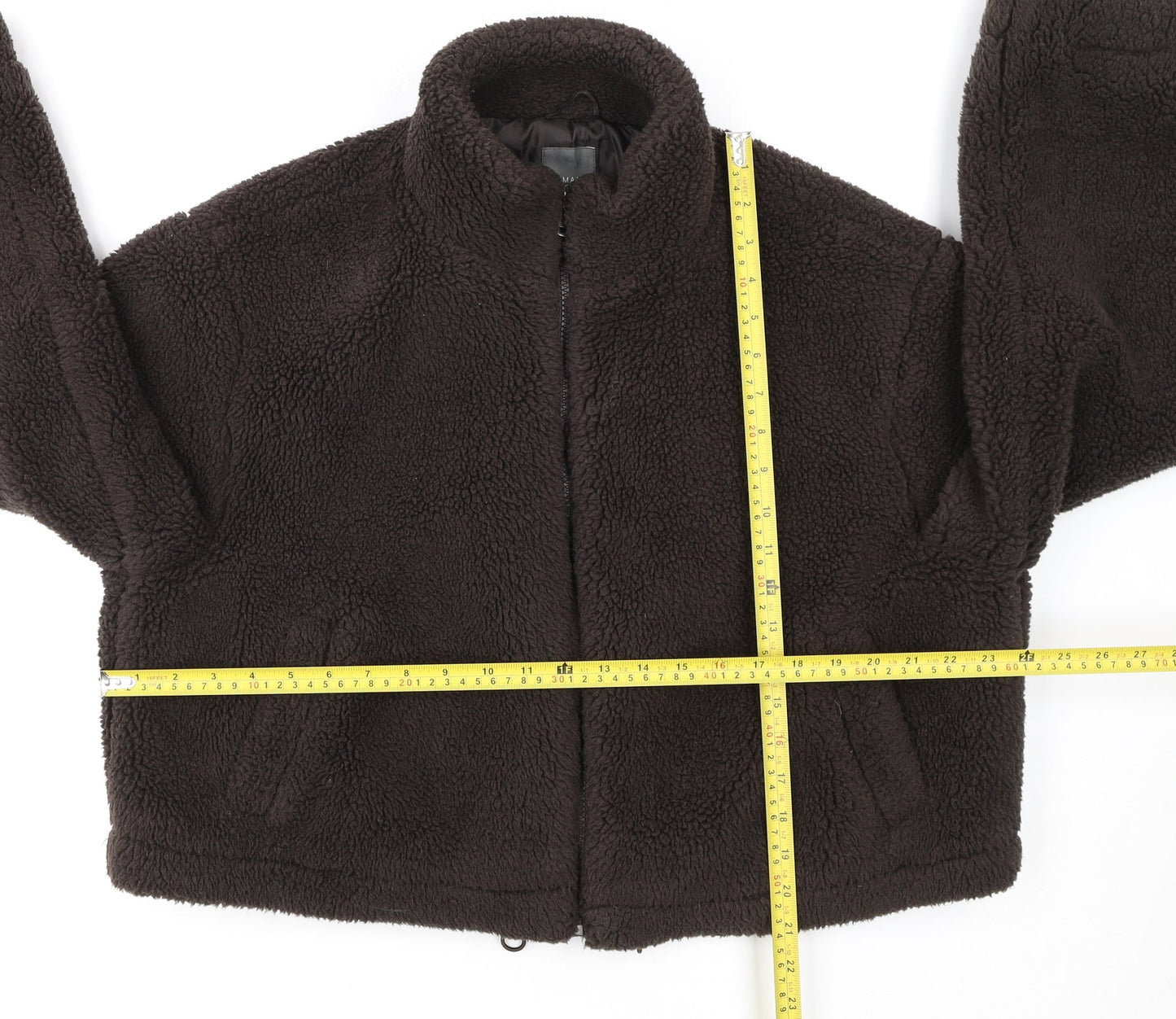 Primark Womens Brown Fleece Cropped Zip Jacket L