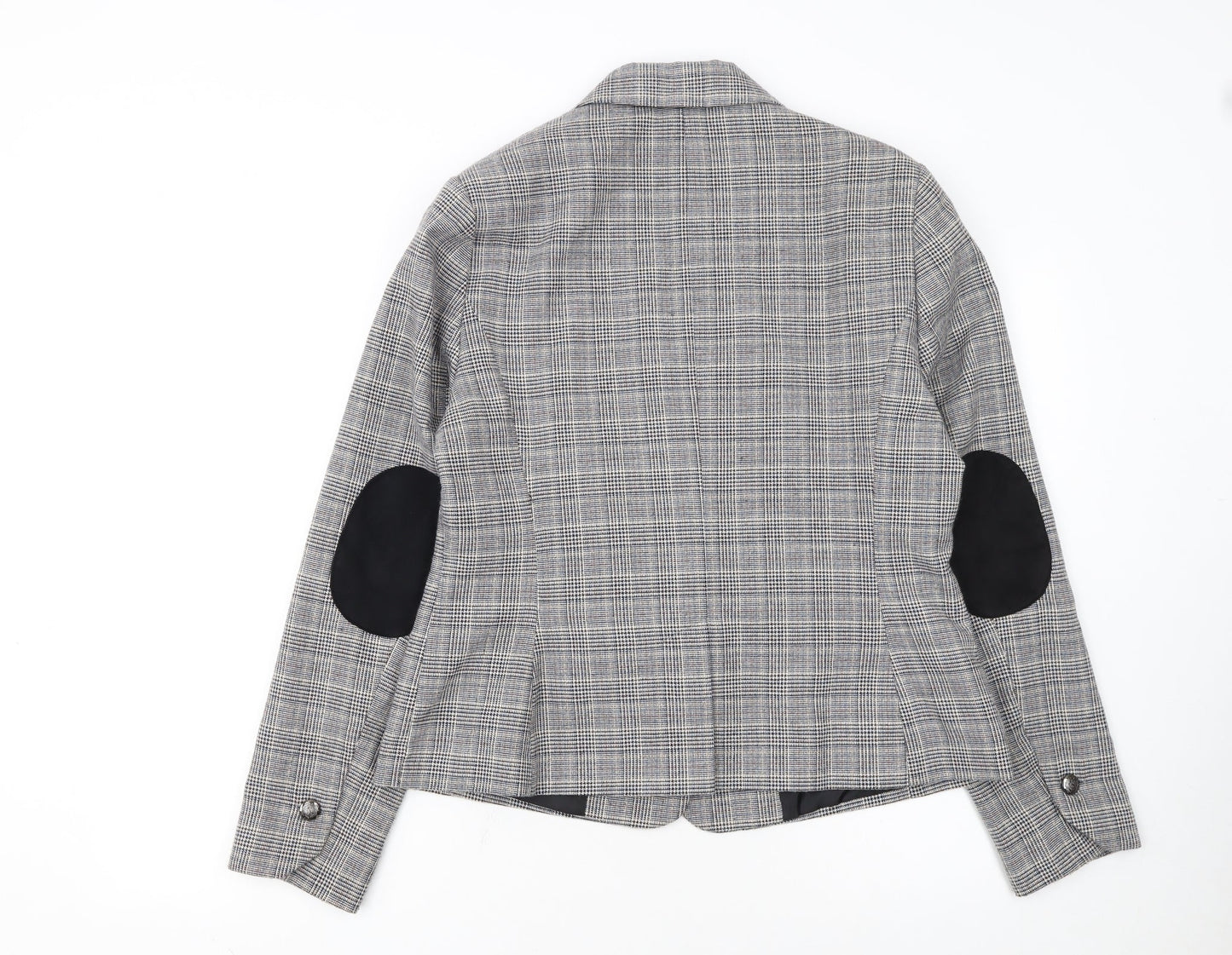 Tu Women Grey Check Single-Breasted Suit Jacket Size 14