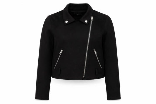 PRETTYLITTLETHING Womens Black Size 8 Biker Jacket Cropped Zip Style