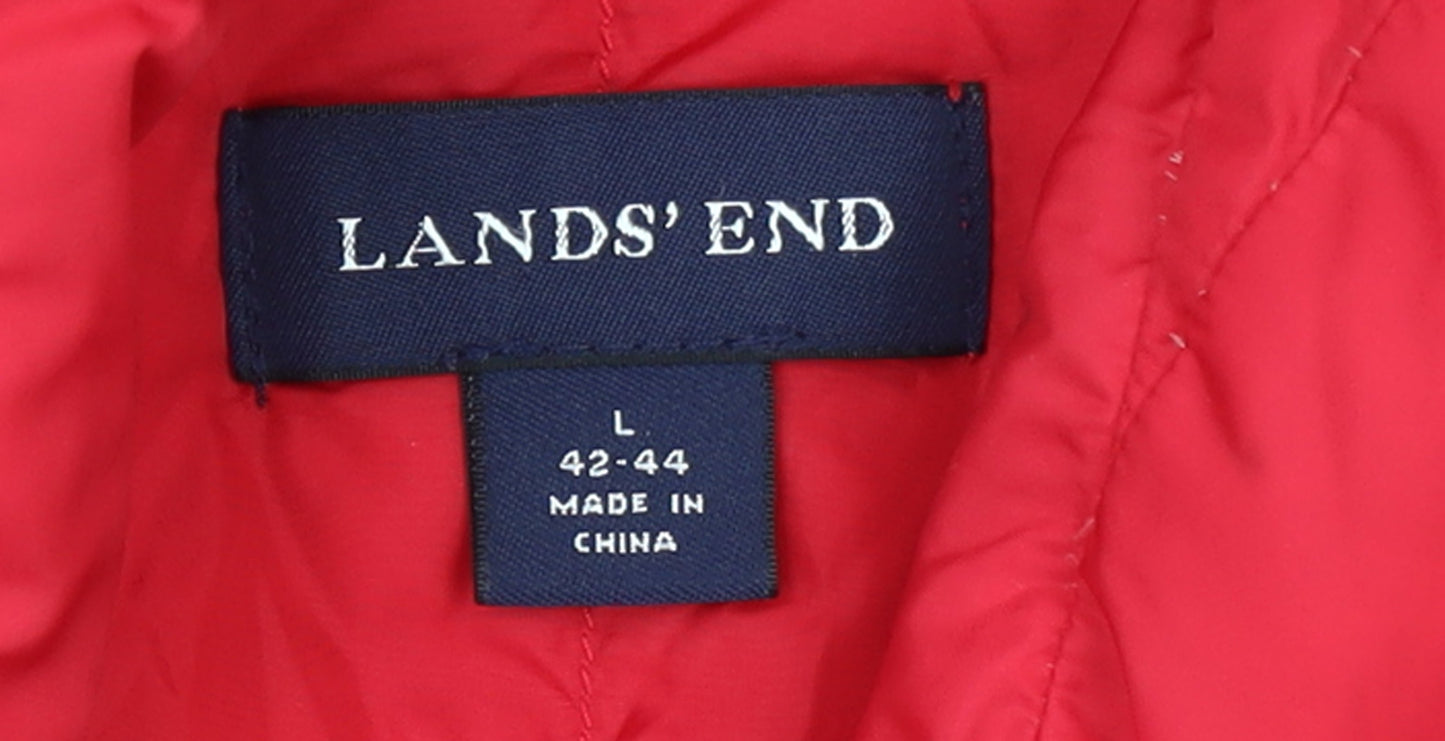 Lands' End Men's Red Puffer Waistcoat L 42in Quilted Down Vest