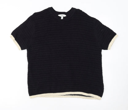 Marks & Spencer Womens Black Open Knit Short Sleeve Jumper M
