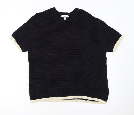 Marks and Spencer Womens Black Open Knit Short Sleeve Jumper M