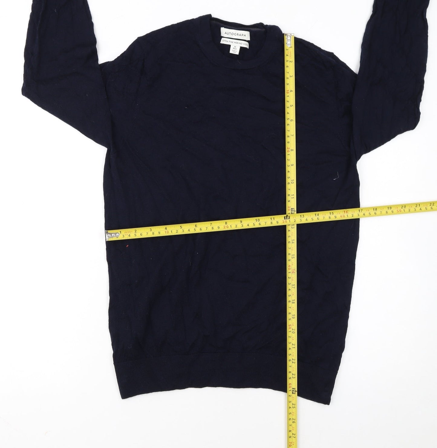 Marks and Spencer Women Blue Merino Wool Pullover Jumper M