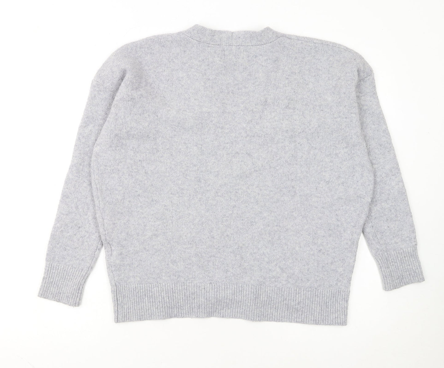 Superdry Women Grey Wool Blend V-Neck Long Sleeve Jumper Size 6